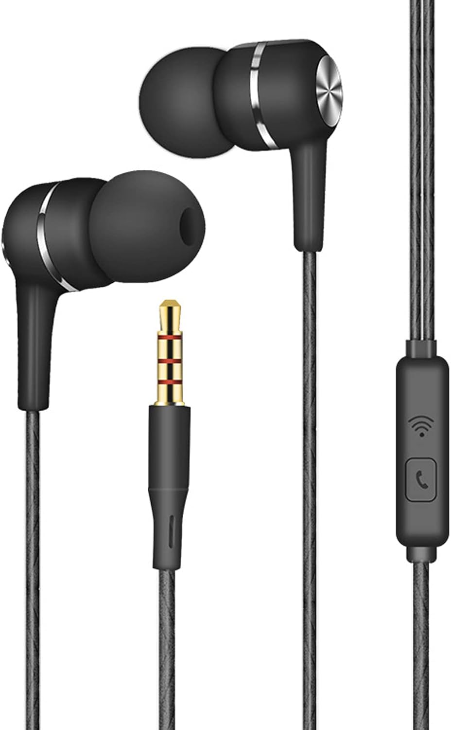 Rtinle black wired in-ear earphones with 3.5 mm jack and inline microphone